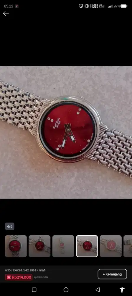 jam tangan Swatch bekas ukuran 32mm rusak bisa barter HP
