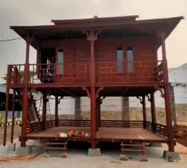 gazebo tingkat kayu mahoni