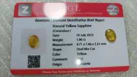 Natural Yellow Sapphire Corundum 1.90 Ct Songea Tanzania Memo CGL