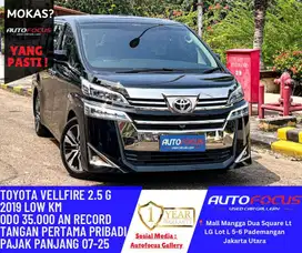 Tdp130JT Toyota Vellfire 2.5 G AT Hitam Metalik 2019 Record Asli