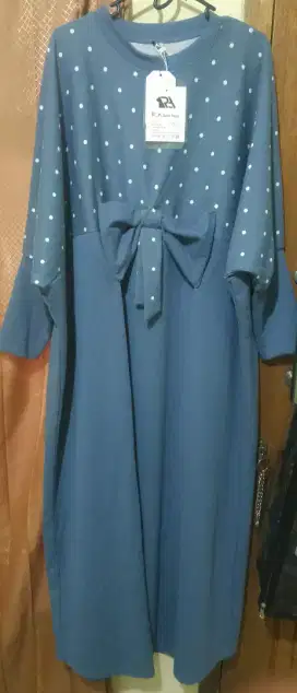 Gamis biru model pita. Size XL