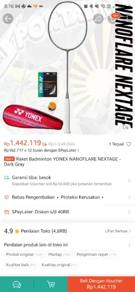 Raket Badminton Yonex Nanoflare Nextage BARU BANGET