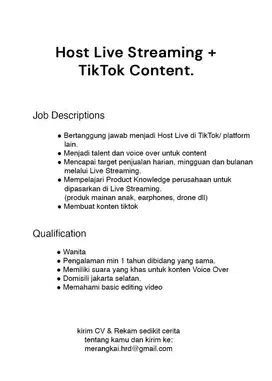Host Live & TikTok Contet