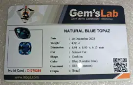Natural London Blue Topaz 4.00 Ct Mewah Bermemo