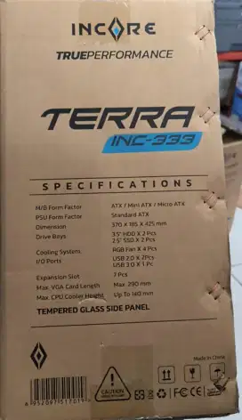 CASING PC INCORE TERRA 333 INCLUDE 4 FAN CASING RGB TEMPERED GLASS