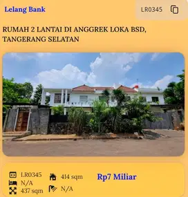 RUMAH 2 LANTAI DI ANGGREK LOKA BSD, Tangerang Selatan