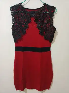 Dress Brukat Merah