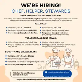Chef, Helper, Stewards