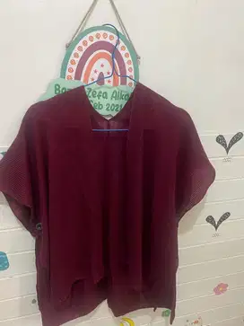 Outer cardigan maroon cewek