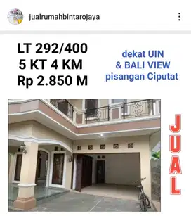 jual rumah mewah murah dkt UIN dan Bali view Pisangan Ciputat
