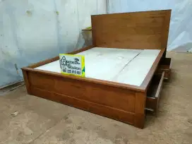 Tempat tidur minimalis laci full kayu jati