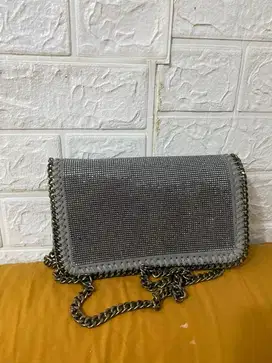 Stella McCartney Crystal Grey Chain Shoulder Bag