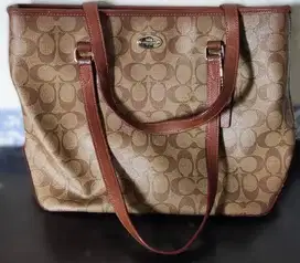 Coach ZIP TOP Tote in Signature Canvas F34603 Khaki