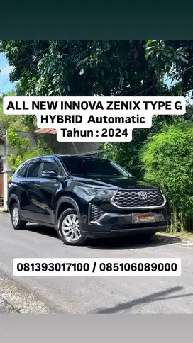 ALL NEW INNOVA ZENIX TYPE G HYBRID Automatic
th :2024,plat AD,pjk baru