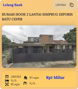 RUMAH HOOK 2 LANTAI, PORIS JAYA,BATU CEPER, TANGERANG