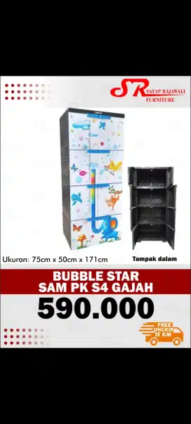 Lemari Plastik Karakter Anak Bubble Star Murah Area Jogja (Ars)