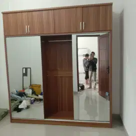 Lemari pakaian pintu 3 full cermin kabinet
