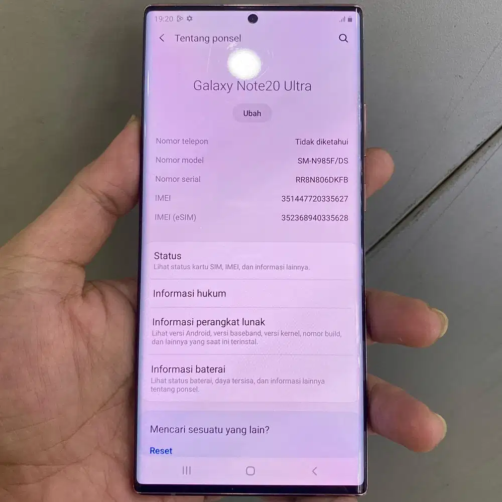 Samsung note 20 ultra ram 8 / 256 resmi full ori