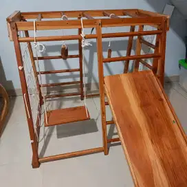 Mini playground anak ayunan perosotan kayu anak / alat bantu terapi SI