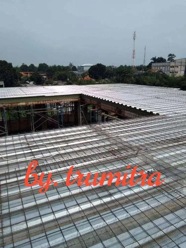 TRIMITRA konstruksi Baja wf/kanopi kaca/plat BONDEK COR