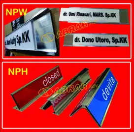 Papan Nama Meja Kantor/ Pintu, Dinding, Alumuium