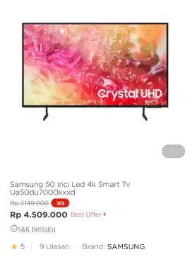 Samsung Led tv smart 4k 50 UA50DU7000