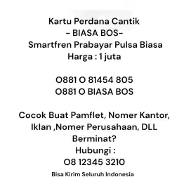 kartu perdana cantik smarfren biasa bos