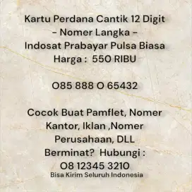 kartu perdana cantik indosat untuk loker marketing  cs kantor