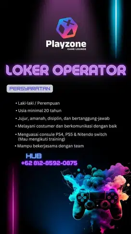 Lowongan kerja operator game center & cafe