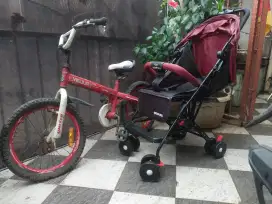 Dijual stroller + speda mini