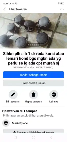 Slhkn plh slh 1 dr roda khusus kursi/lemari kond bgs mgkn ada yg perlu