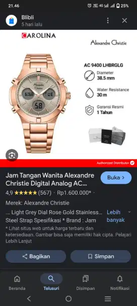 Jam Tangan Wanita Alexander Christie Like New