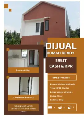 Rumah dijual 2 lantai Anti Banjir dekat Plaza Cibubur