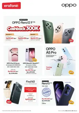 Promo cashback Oppo find x8 dan oper pre order Oppo A5PRO