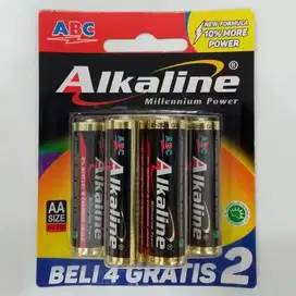 Baterai ABC Alkaline AA A2 isi 6 Batu Batre Batere Jam Dinding Mainan