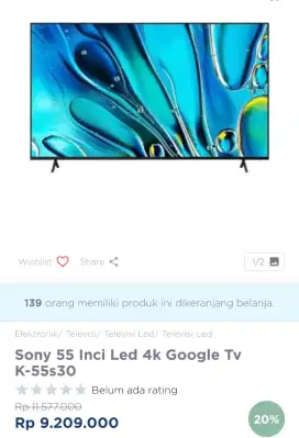 SONY GOOGLE TV 4K 55 INCI