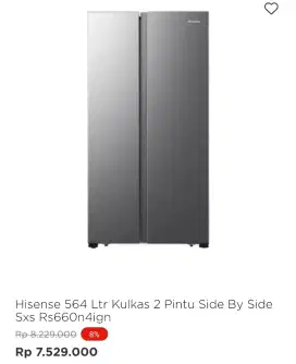 HISENSE KULKAS SBS 2 PINTU RS66N4IGN 564 LTR