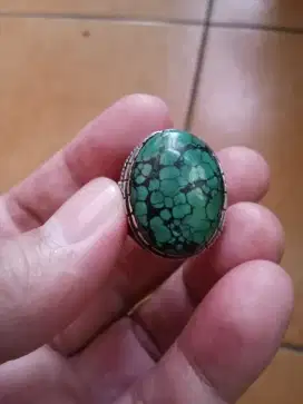Jual batu akik pirus Hubai ring perak