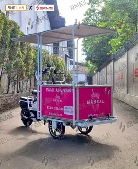 GEROBAK SEPEDA LISTRIK SELIS PUJASERA DENGAN ATAP
