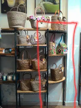 Rak besi ex Krisbow warna charcoal + papan kayu 4 tingkat