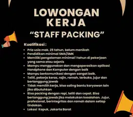 Dicari Staff Packing
