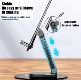 Stand Holder/Dudukan HP Rotasi 360 di Meja, Multi Fungsi Dasar Metal.