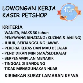 LOWONGAN KASIR PETSHOP