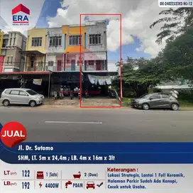 Dijual ruko 3lt posisi hook, Jl. Dr. Sutomo - Pontianak