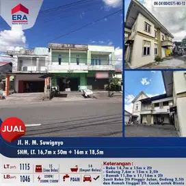 Dijual 3 unit ruko + gedung dan rumah di tepi Jl. suwignyo