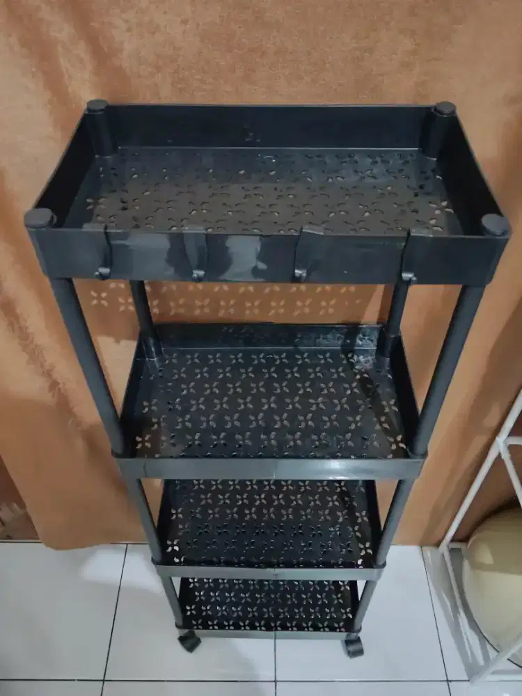 Rak Troli Serbaguna 4susun Bhan plstik Tebal kokoh Uk.31x18x85cm Hitam