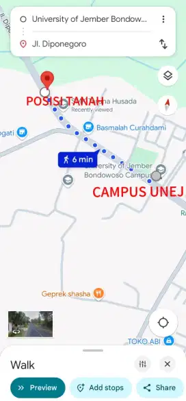 Tanah dekat Univ.Negeri Jember (UNEJ) cab.Bondowoso (ada rumah)