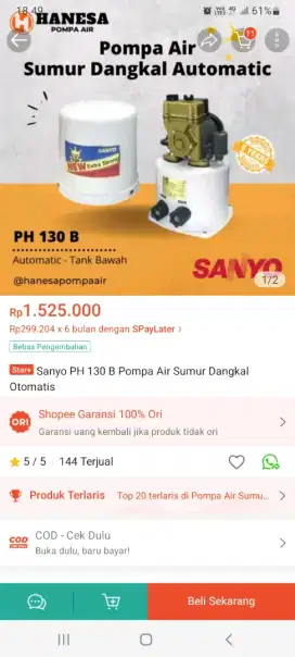 Pompa air sanyo