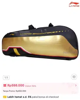 Tas Badminton Lining gold AB65 Limited Edition