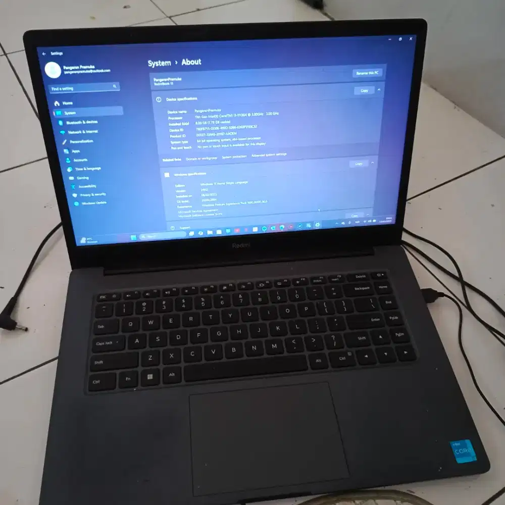 Laptop Xiaomi Redmibook 15 ram 8 ssd 512
